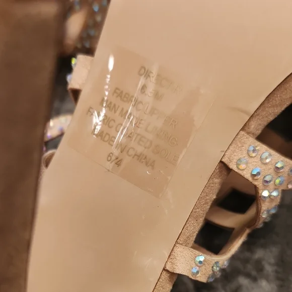 Madden Girl Tan Rhinestone Strappy Heels - Picture 6 of 16